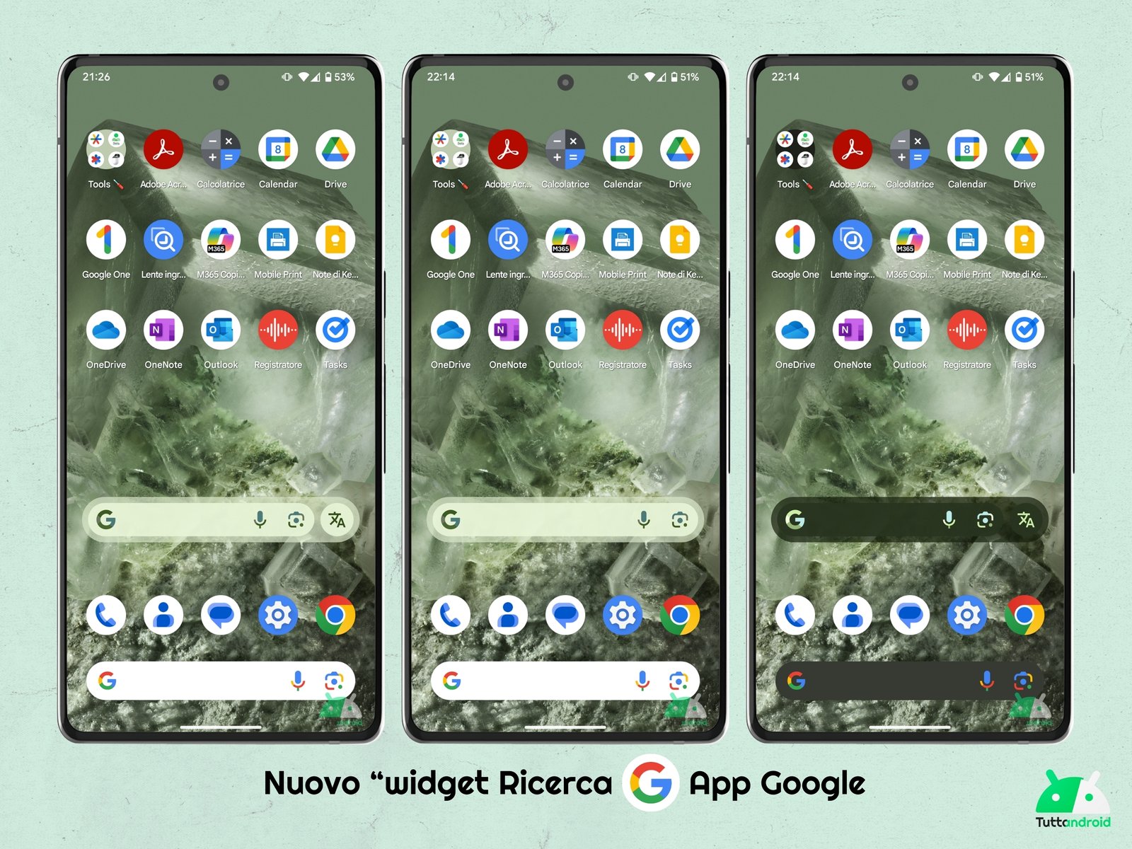 Google app V16.17.38 Beta - New design widget Google search with clear theme, without shortcut and with dark theme