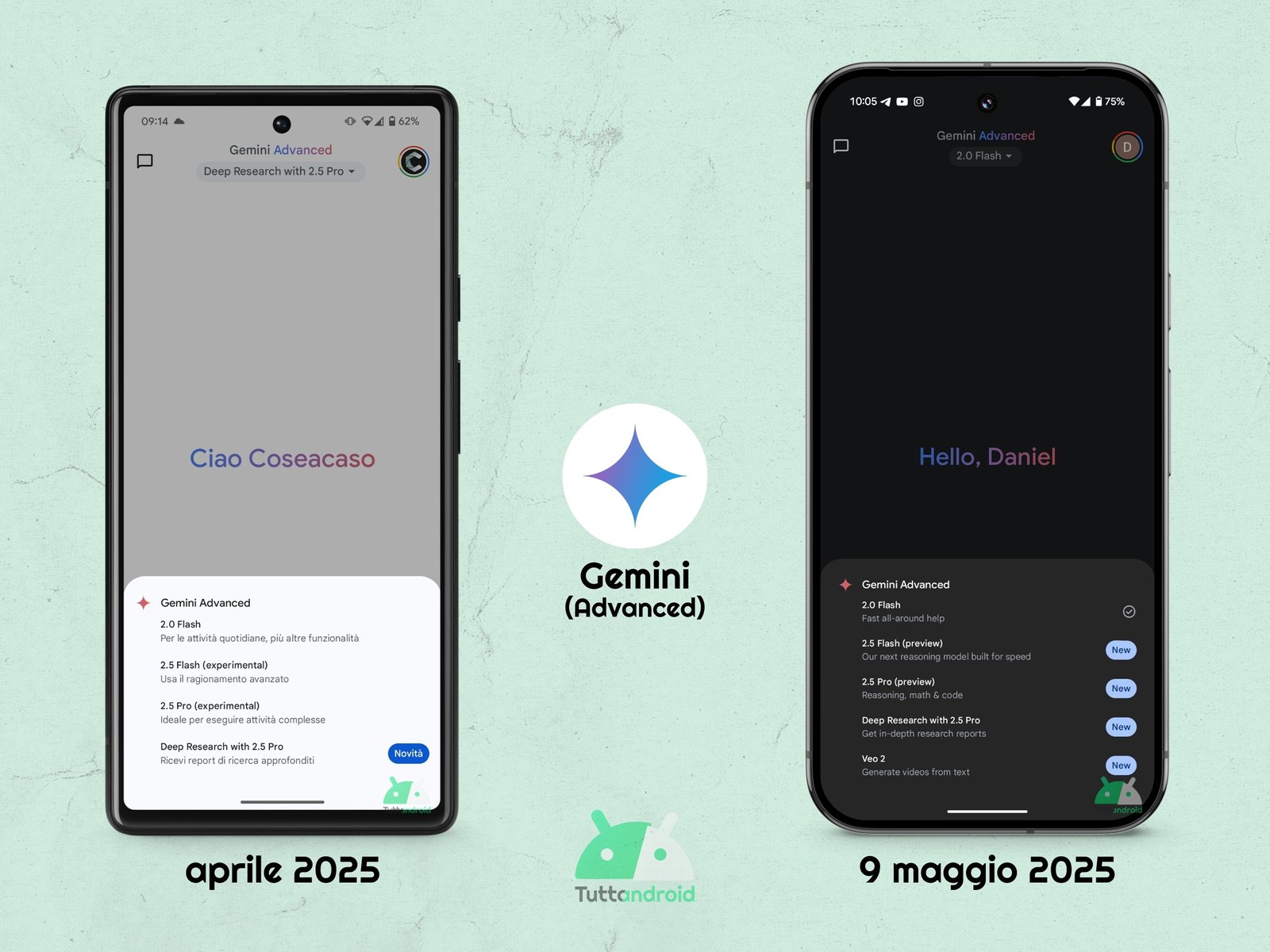 Google Gemini - Models available for Advanced users on 9 May 2025