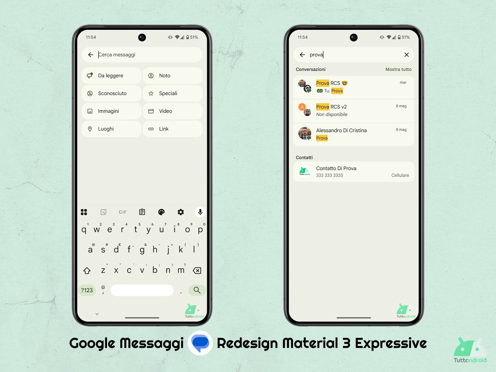 Google Messages V202505602_05_RC00 Beta - Redesign Material 3 Expressive - Internal search for the app