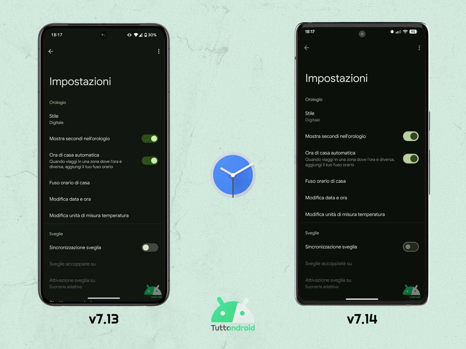Google V7.14 watch - differences between app settings