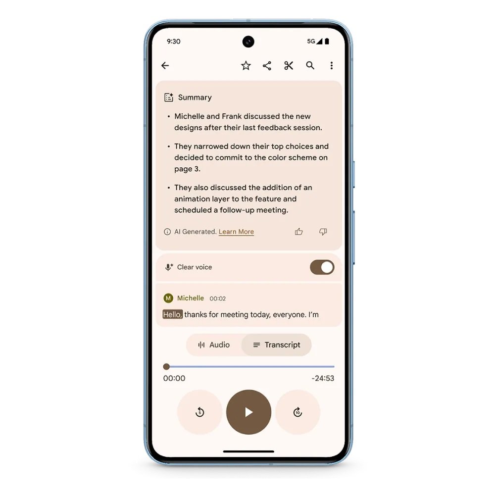 Google Pixel Drop - June 2025 - Clear Voice Pixel 8 Recordant