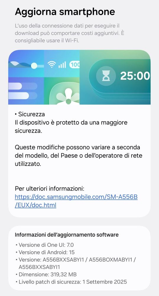 Samsung Galaxy A55 update with September 2025 patch in Italy