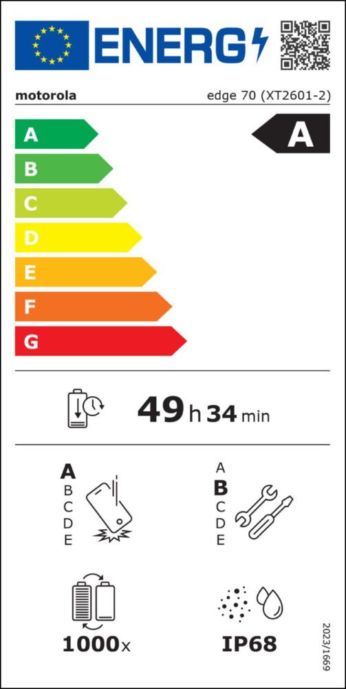 Motorola Edge 70 EU energy label