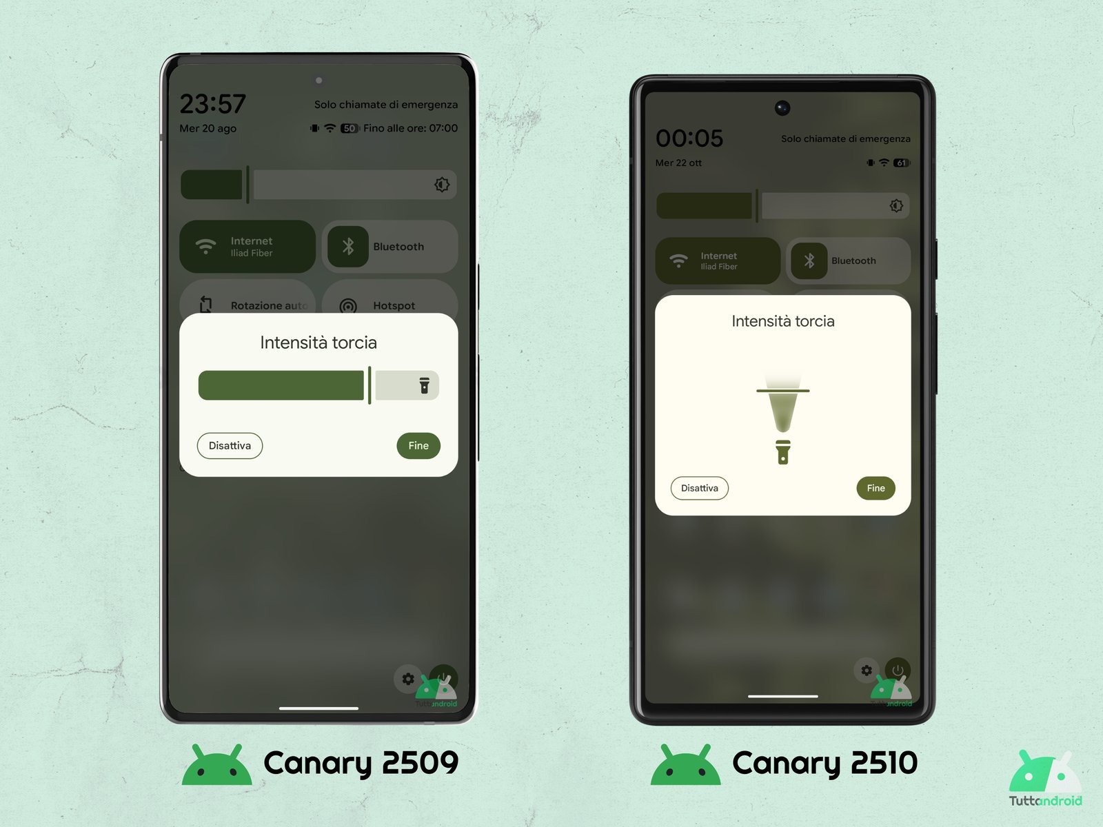 Android Canary - build 2510 - Flashlight tile