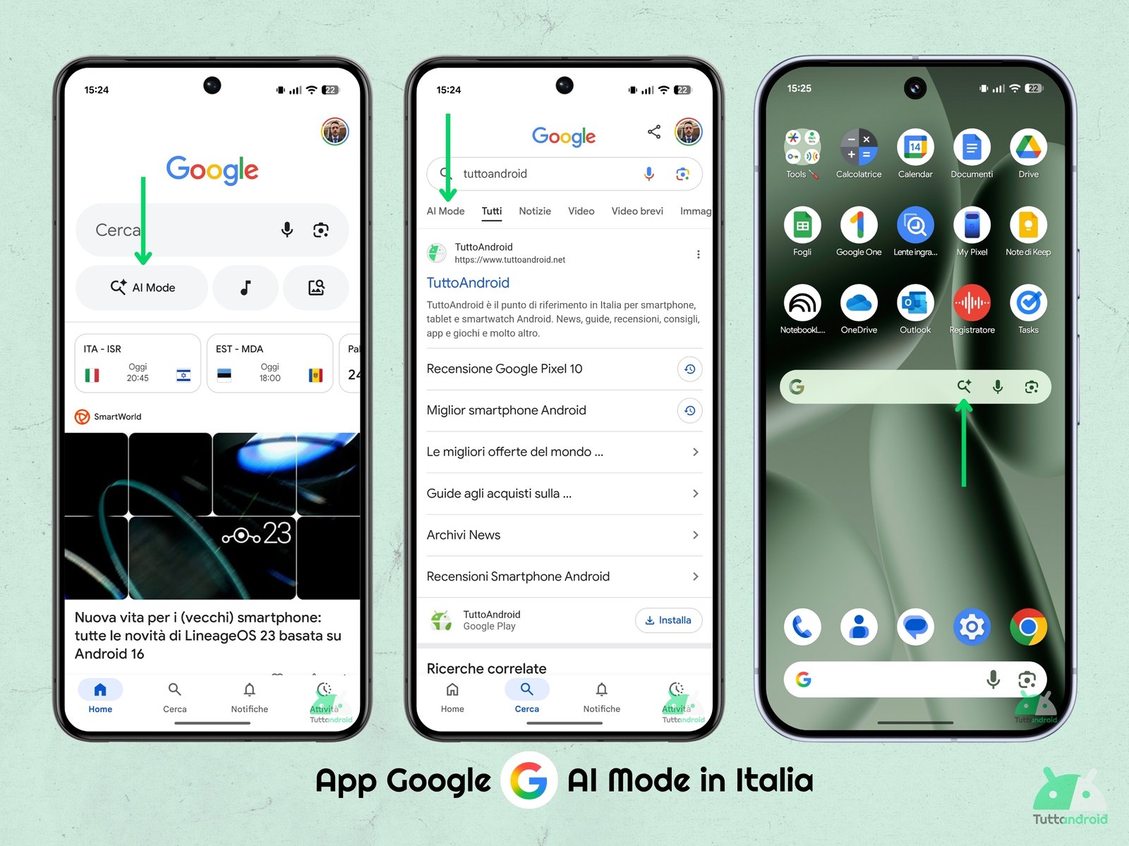 Google App - Google Search - Access AI Mode in Italy