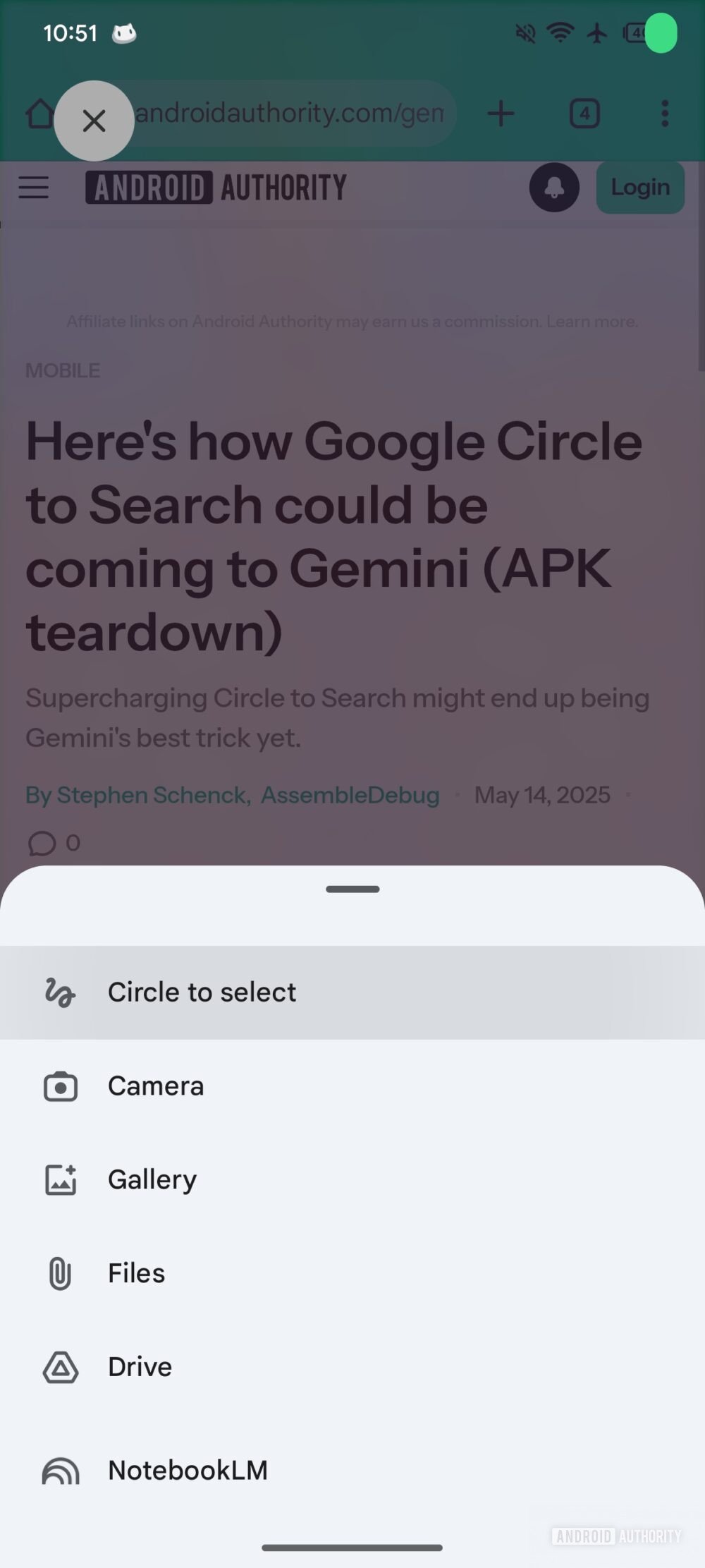 Google App v16.40.18 beta - Gemini overlay tool Circle to select
