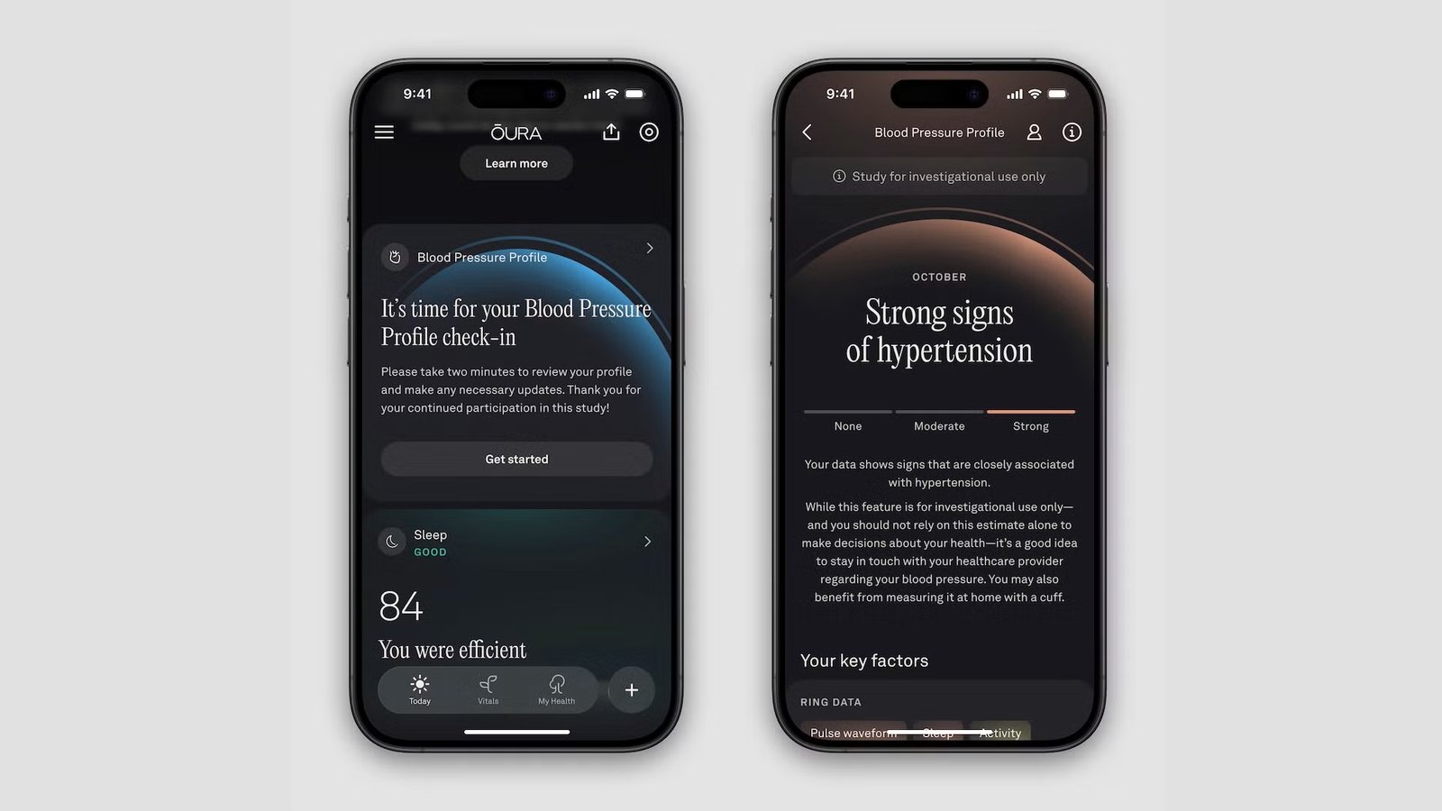Oura App - new October 2025 - Blood pressure profile study