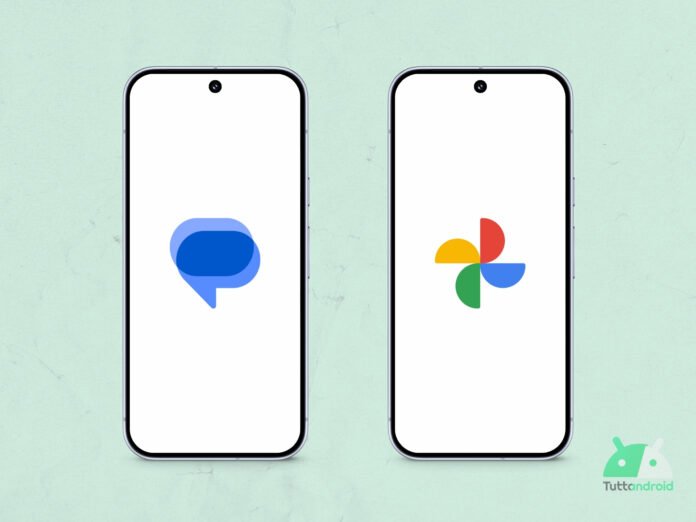 Google Messaggi e Google Foto - Hero coi loghi