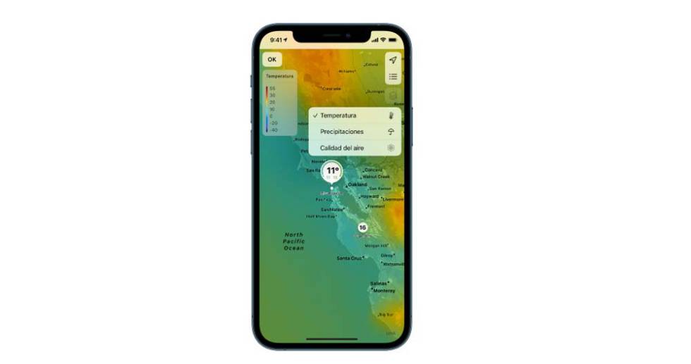 Interactive weather map on an iPhone