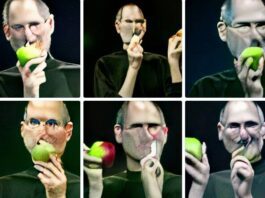 I have asked the DALL-E Mini to show Steve Jobs eating an apple and I have just understood why this AI is essential
