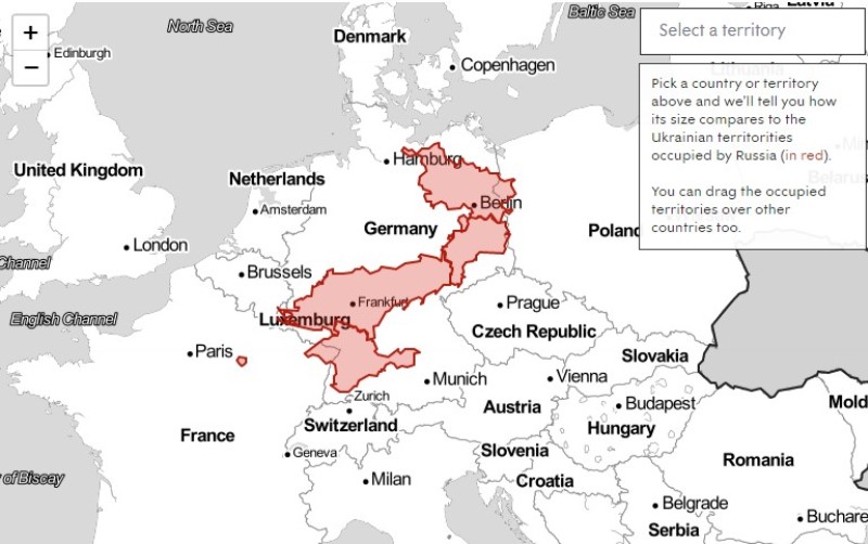 map of russian occupied ukraine on germany