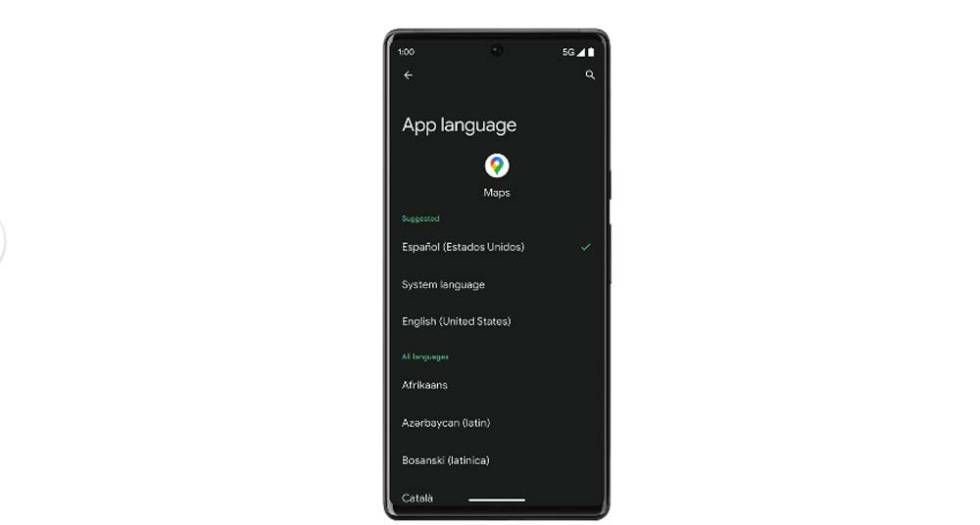 Choice of language in an application in Android 13