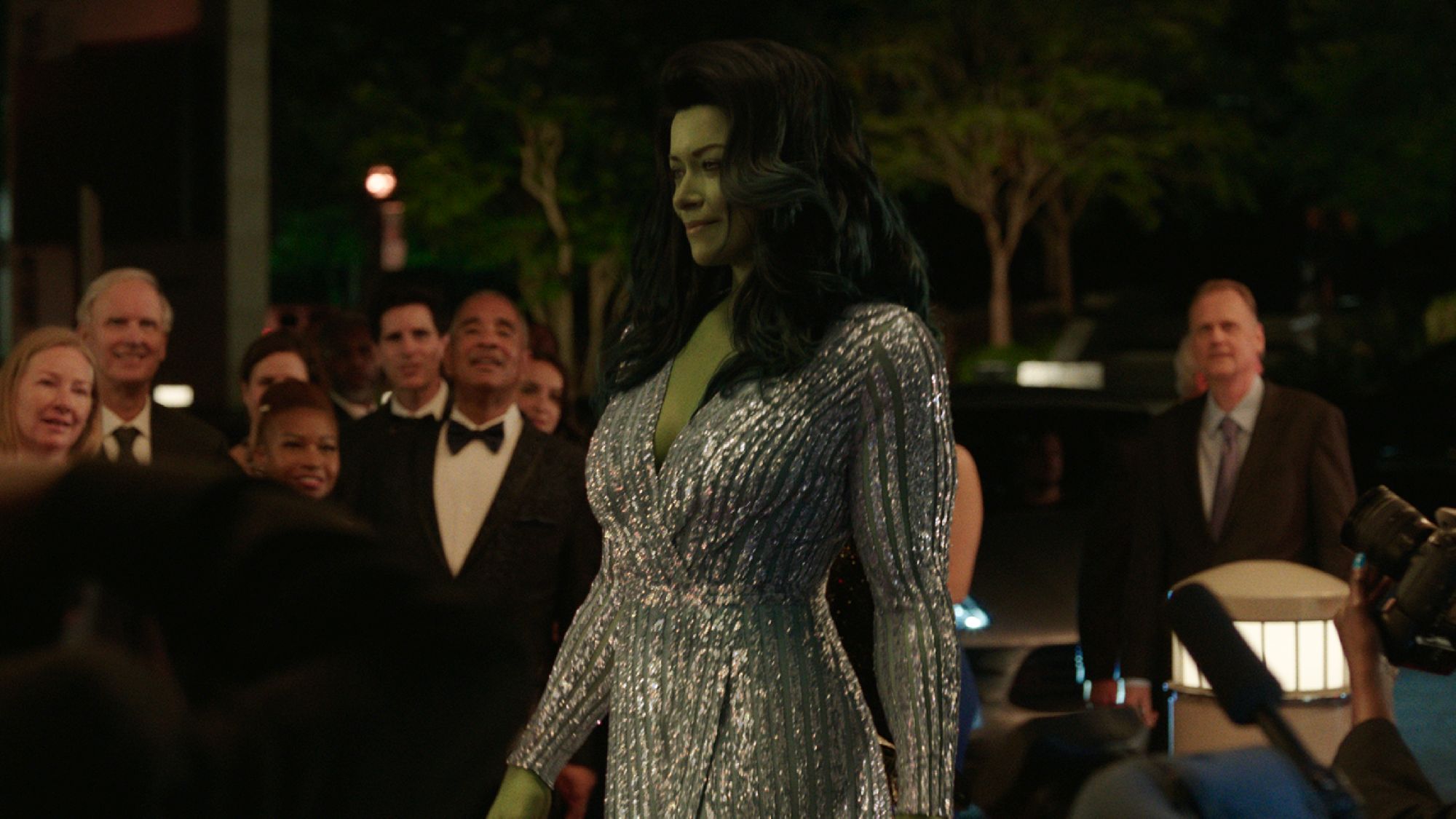 Turned into She-Hulk, the young lawyer explores another facet of her life as her popularity grows.  (DisneyPlus)