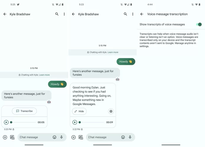 Transcribe Google Messages
