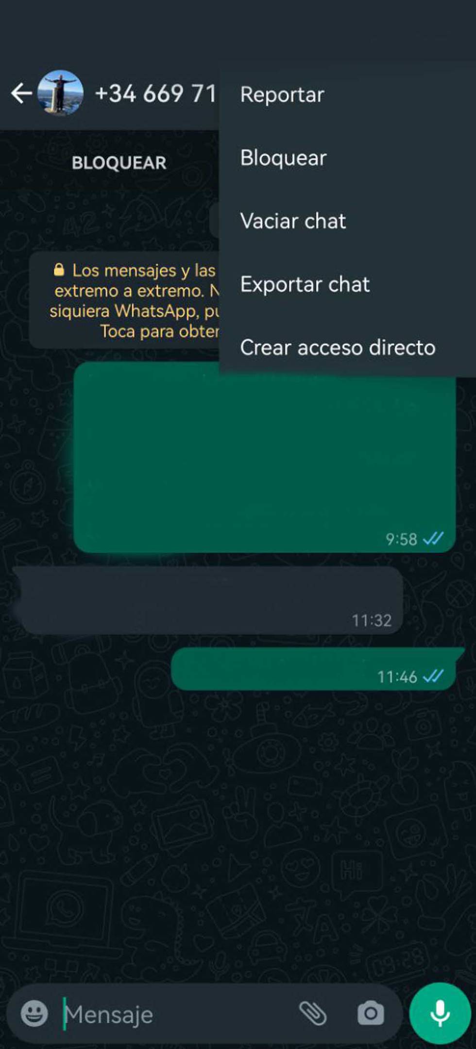Block an account in the WhatsApp application