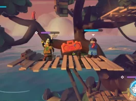 Lego Brawls Review: Smash Bros style orb barrel with bricks
