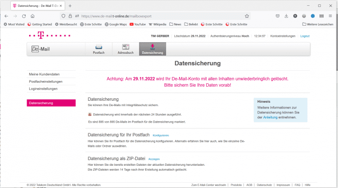 Telekom offers private customers an extremely spartan tool for securing their De-Mail inbox.  Users who have to continue using the mails can expect some follow-up work., 