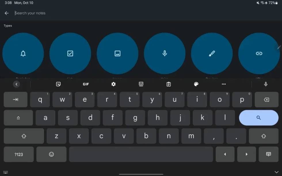 Dark Google Keyboard for Tablets