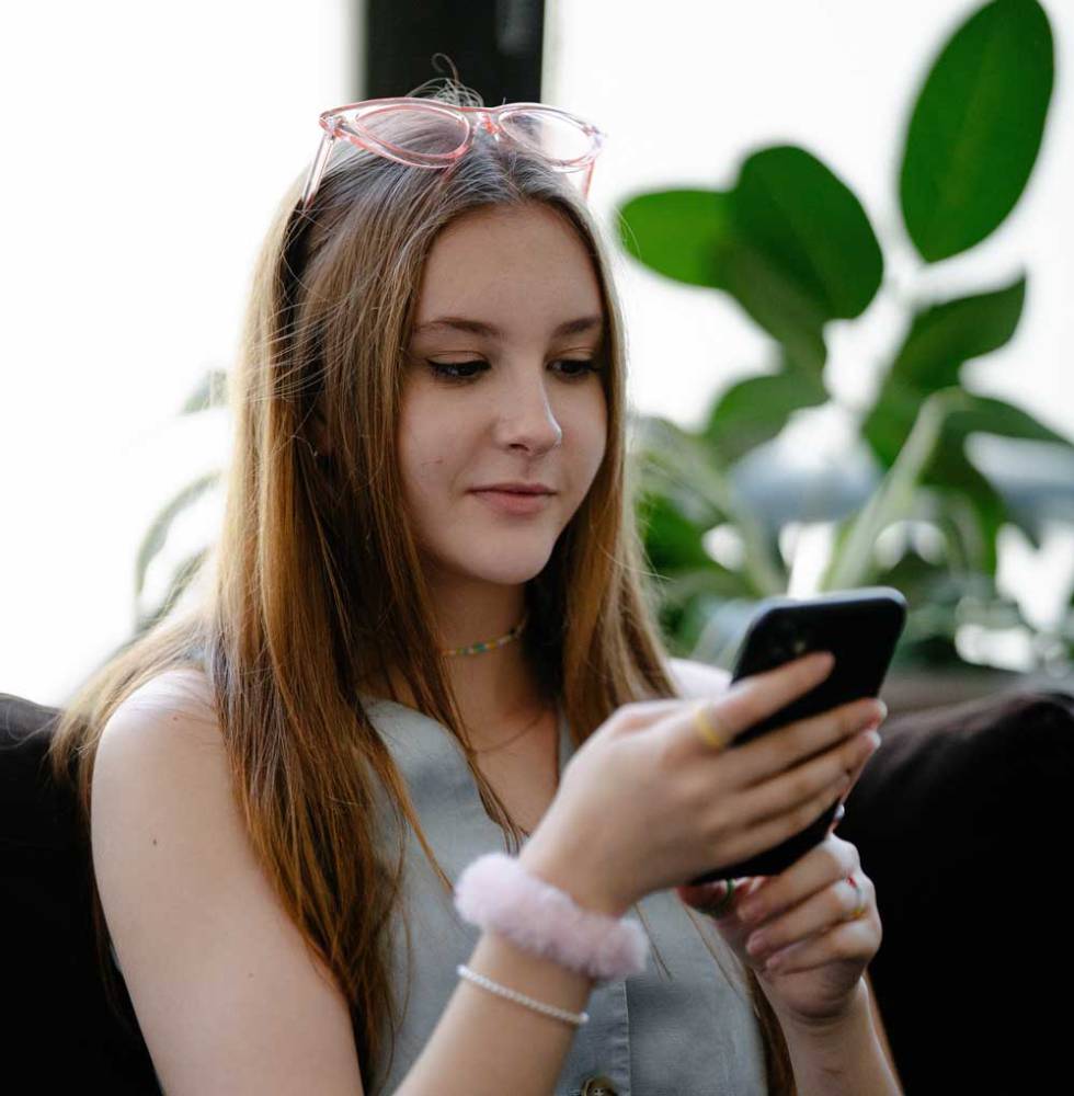 Girl using an Android phone