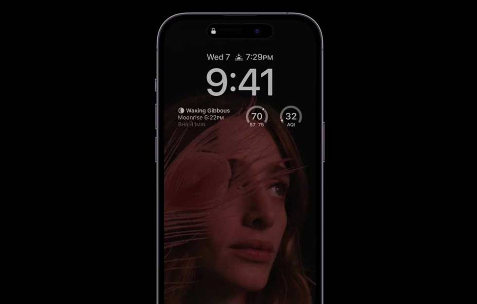 Image on the active screen of the iPhone 14