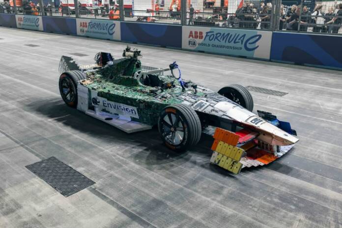 envision racing unveils formula e gen3 race car model built from old electronics