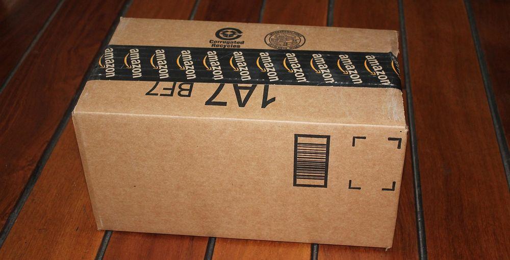 Amazon package waiting on the floor