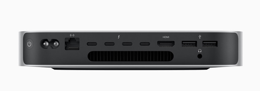 The model with M2 Pro comes with four Thunderbolt 4 ports and supports up to three monitors.