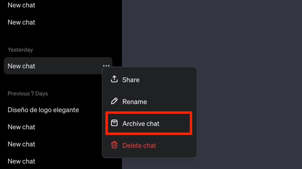 archive chats in chatgpt