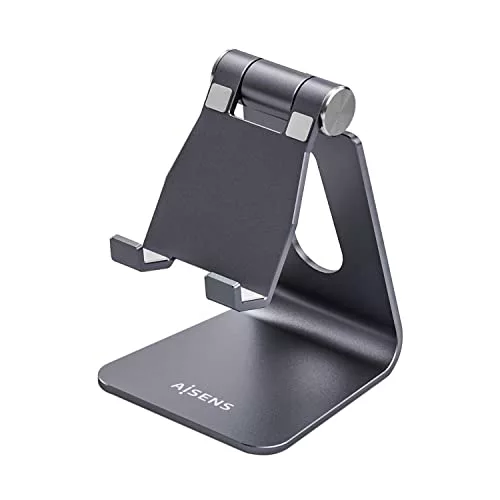 AISENS MS1PM-083 Adjustable TABLETOP SIZE M Stand (1 PIVOT) for PHONE/Tablet, Gray