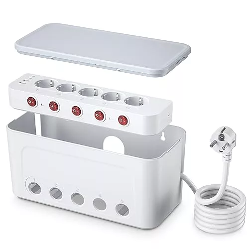 Cable Organizer Box with Plug Strips