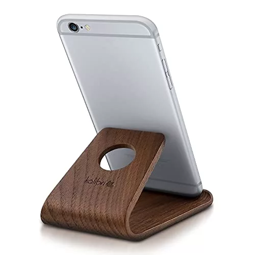 kalibri Wooden Mobile Phone Holder - Universal Holder for Smartphone Tablet - Support Compatible with Mobile Devices in Dark Brown