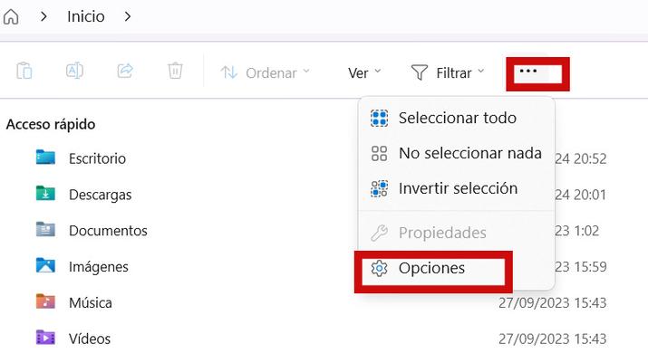 View folder options in Windows 11