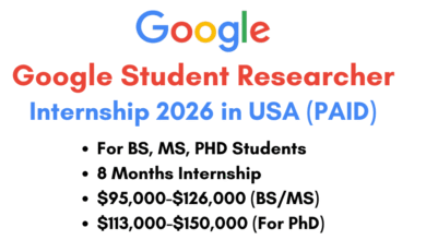 Google Student Researcher Internship 2026 in USA (PAID)