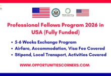 Professional Fellows Program 2026 in USA (Fully Funded)